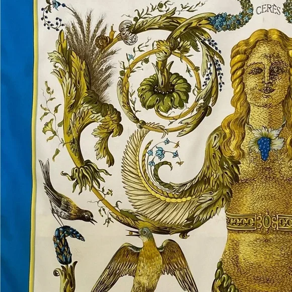 Rare Vintage Hermes Scarf "Ceres" Silk Twill Carre 1967 F. Faconnet - Picture 8 of 12